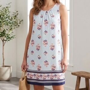 Skies Are Blue Floral Sleeveless Shift Dress Light Blue S Summer Casual Boho
